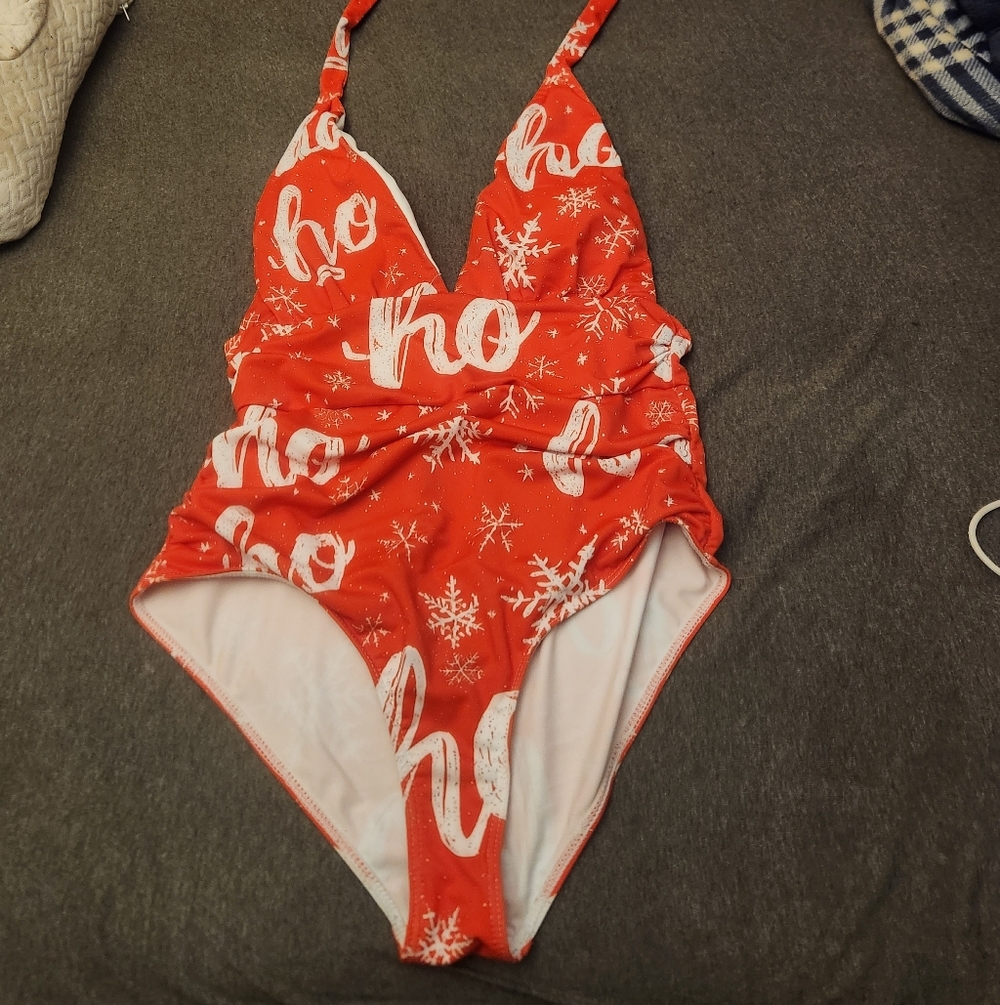 Red "Ho Ho" Holiday One-Piece Swimsuit